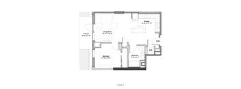 a floor plan of a house with a bedroom and a living room