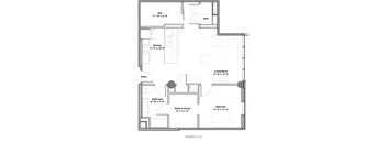 a floor plan of a small house with a bedroom and a living room