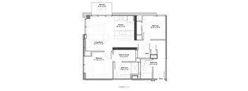 a floor plan of a small house with a bedroom and a living room