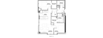 floor plan of the upper level floor plan for a bedroom apartment