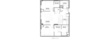 a floor plan of a small house with a bedroom and a living room