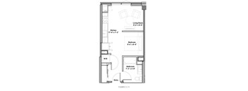 a floor plan of a small house with a bedroom and a living room