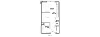 a floor plan of a small house with a bedroom and a living room