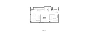 a floor plan of a small house with a bedroom and a living room