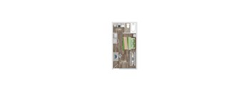 a floor plan of a house with a bedroom and a bathroom