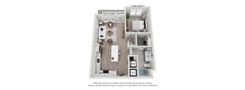 1 bedroom floor plan at apartments in spring hill