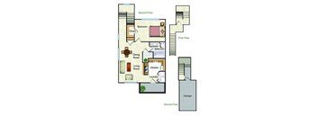 A floor plan of a house with a second floor, first floor, and ground floor.