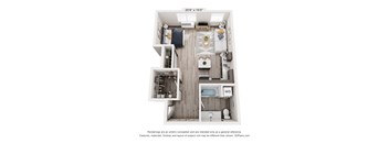 A 20'6" x 10' floor plan of a house with a kitchen, living room, and bathroom.