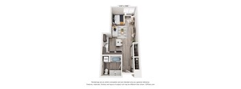A 12'x18' floor plan of a house with a kitchen, living room, and two bedrooms.