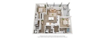 a 2 bedroom floor plan with a bathroom and a living room