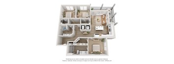 a stylized 3 bedroom floor plan