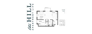 A 1 bedroom floor plan at 931 sq ft