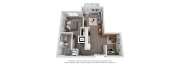a 1 bedroom floorplan is shown with an open floor plan