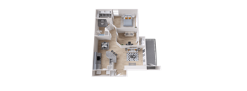 Two bedroom layout at The Lana, apartments for rent in North Dallas