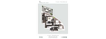 A Willow Bridge advertisement for a 2 bedroom, 2 bath apartment at The Parker.