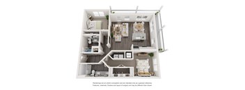 a 1 bedroom floor plan with a bathroom and a living room