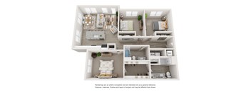 a 3 bedroom floorplan is shown in this rendering