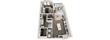 A 9'4" x 13'5" floor plan of a one bedroom apartment.