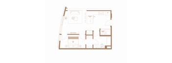 a floor plan of a house with a bedroom and a living room