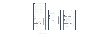 Three floor plans for a house are shown in black and white.