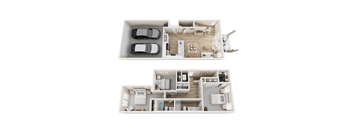 two images of a house with two different floor plans
