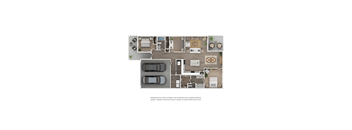 A floor plan of a house with a garage and a driveway.