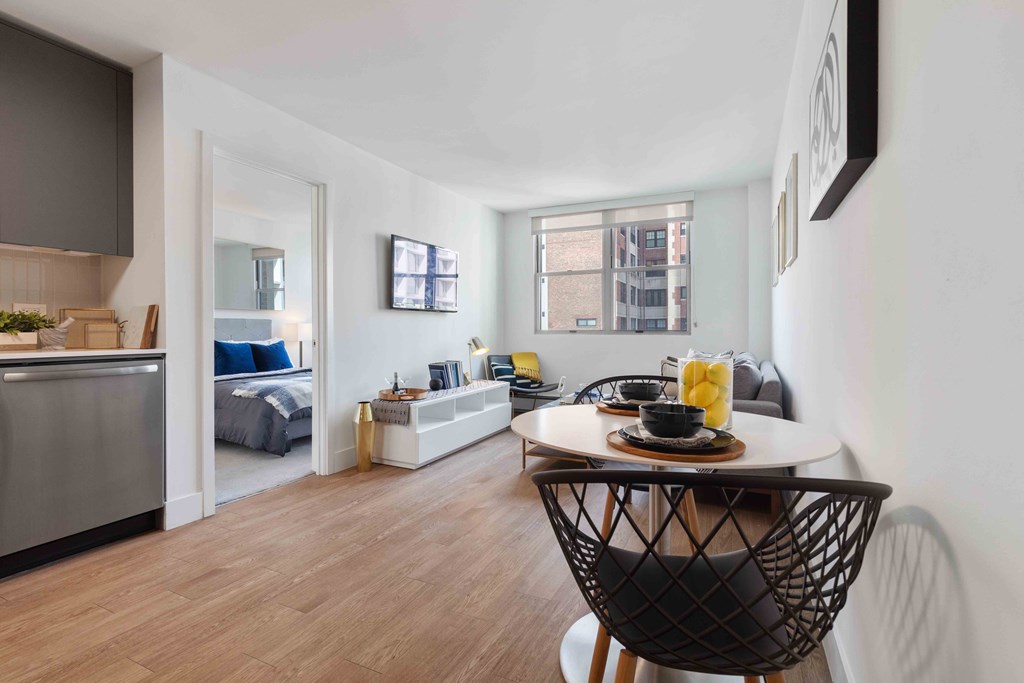 View of open concept living and dining areas