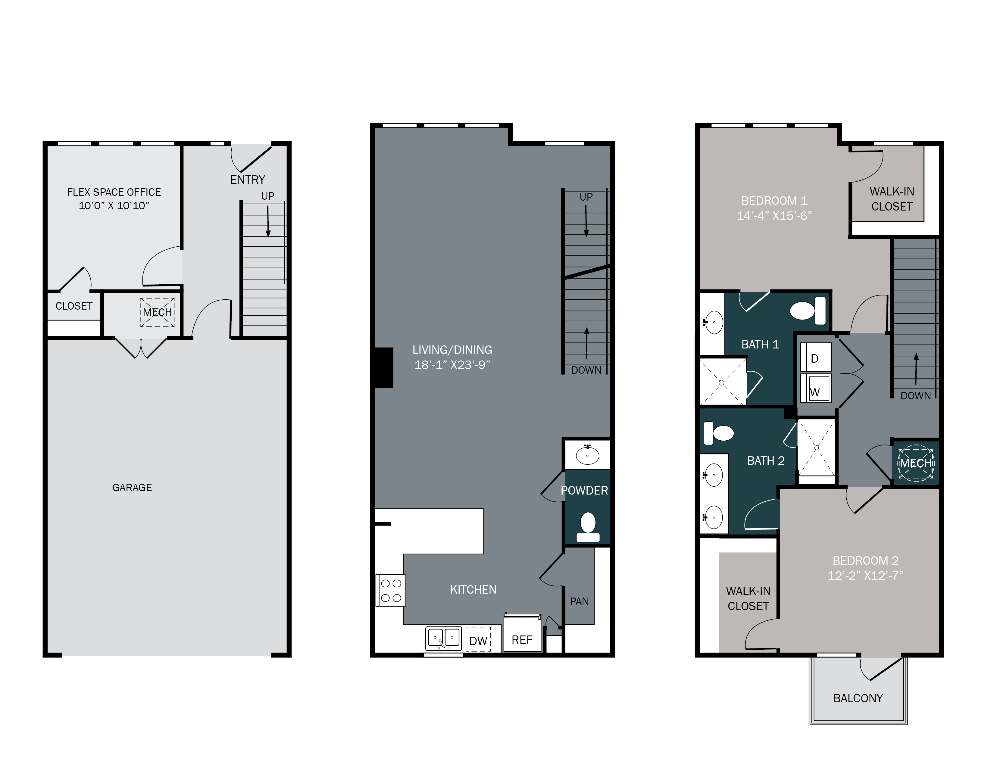 Spacious one bedroom townhome with attached garage