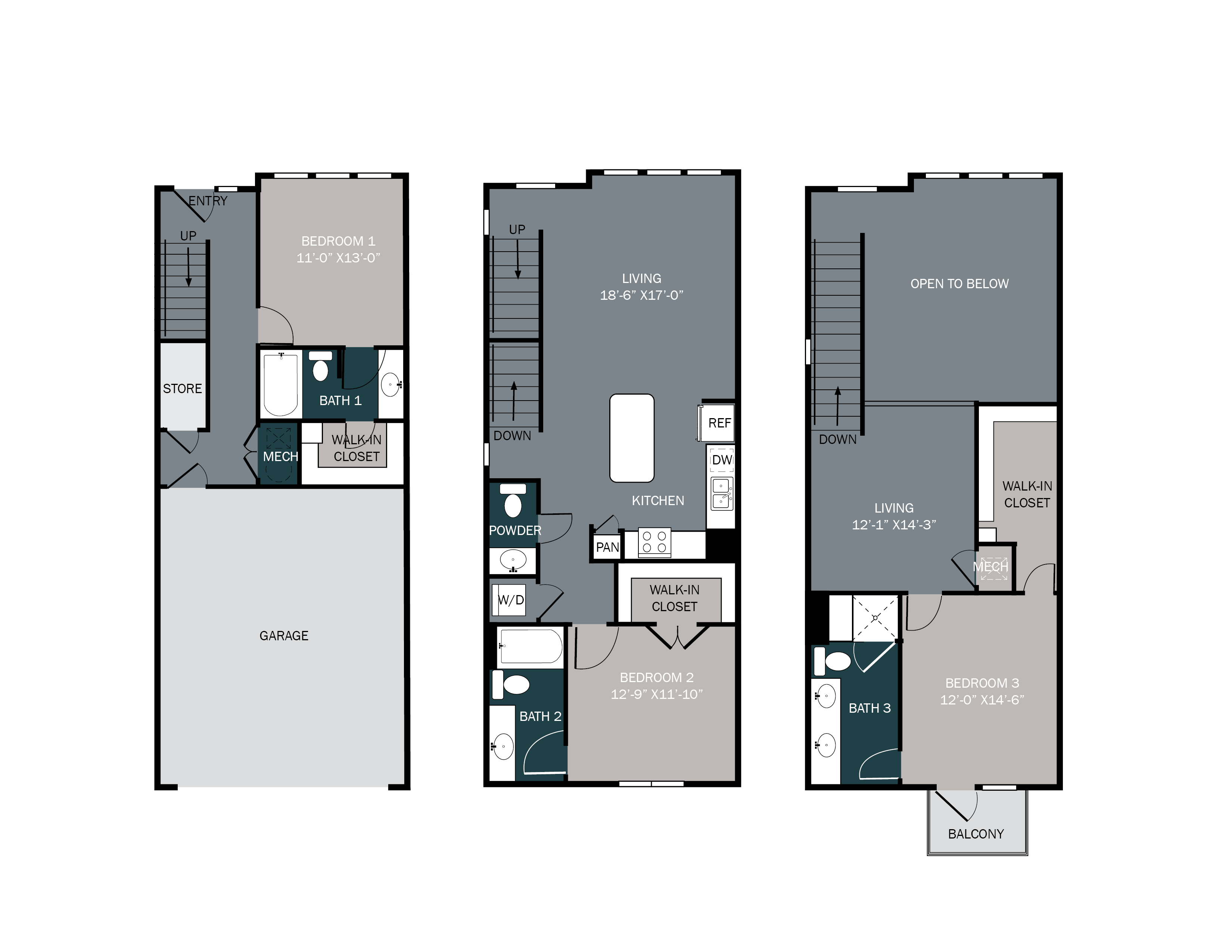 three bedroom three bath spacious apartment