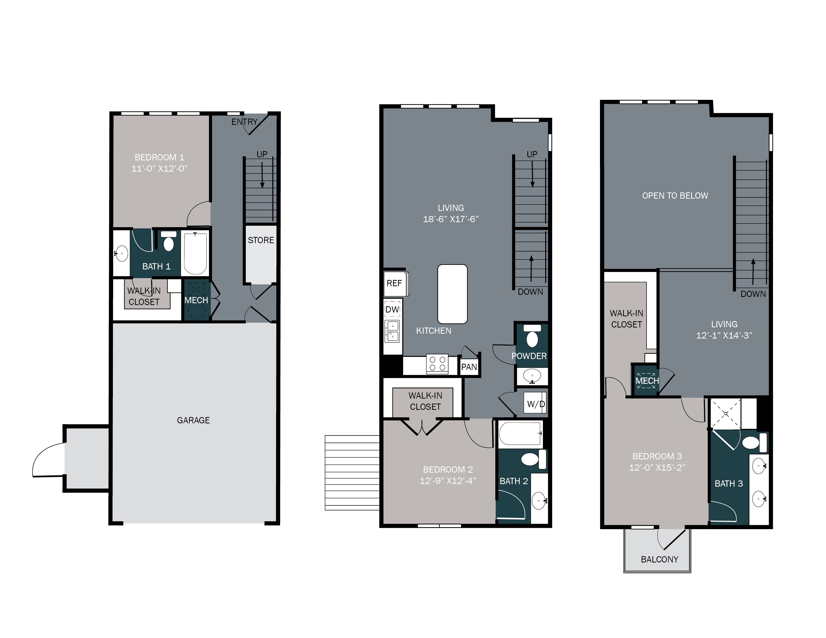 three bedroom three bath spacious apartment