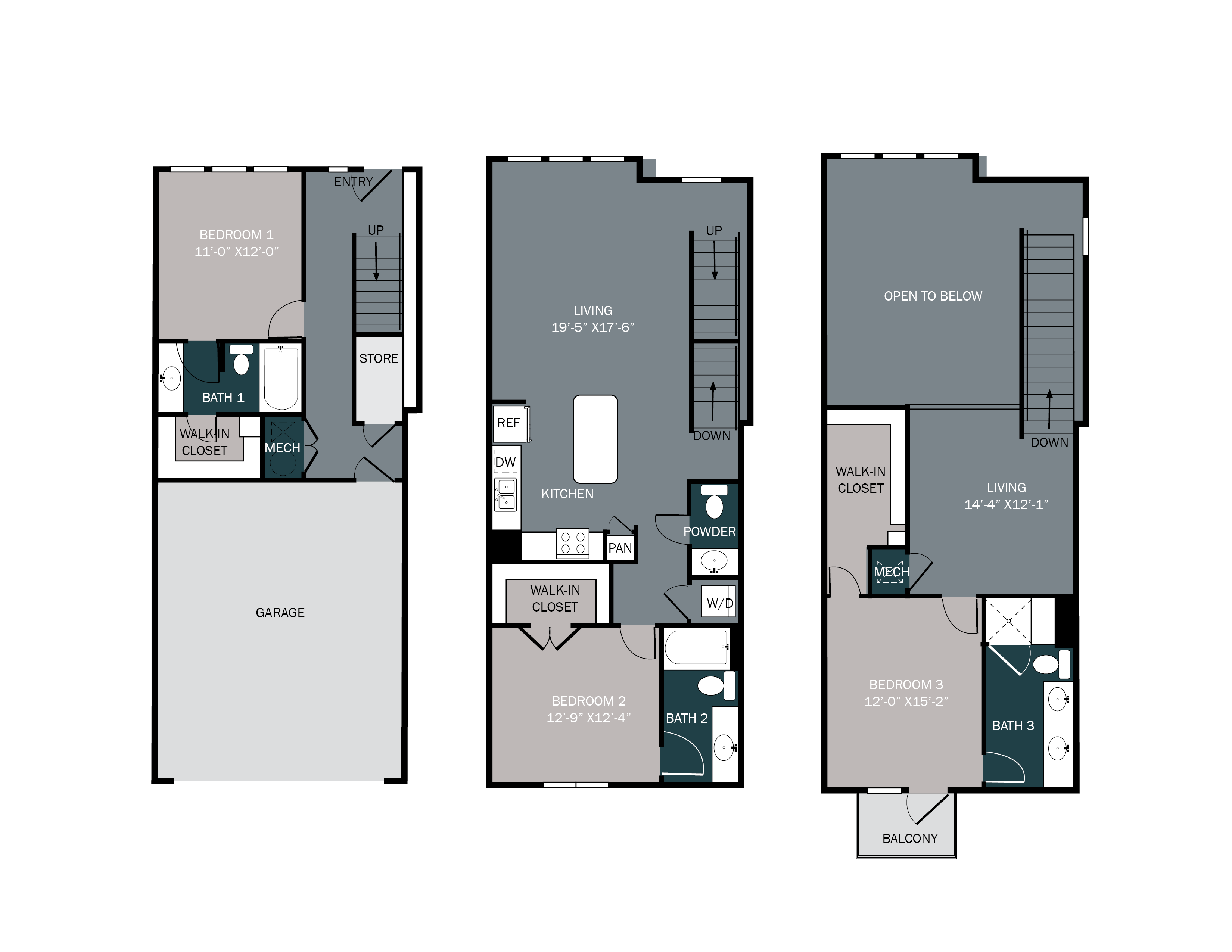 three bedroom three bath spacious apartment