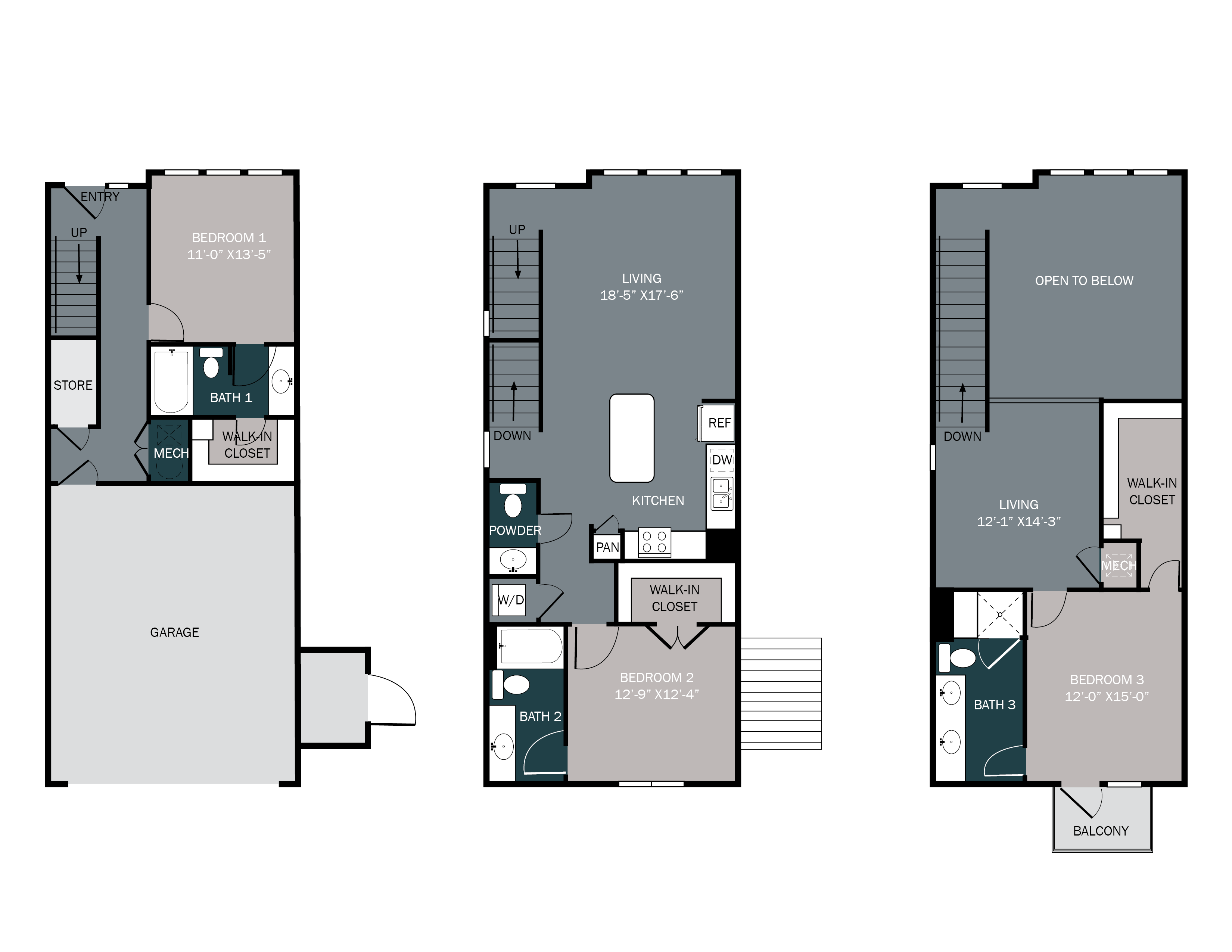 three bedroom three bath spacious apartment