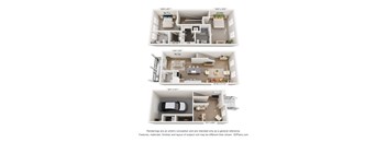 Three floor plans for a house are shown.