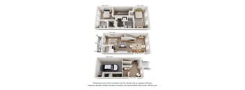 Three floor plans for a house are shown.