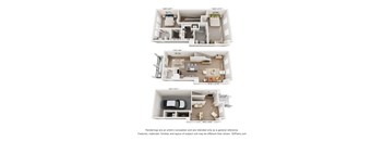 Three floor plans for a house are shown.