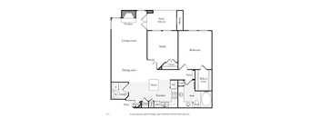 One bedroom, one bath with private balcony and den.