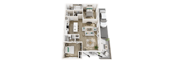 A top-down view of a house layout with a car parked outside.