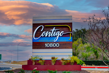 Monument Sign at Sunset