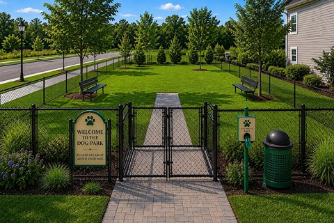 Dog park at Highland Ridge Townhomes, offering pet-friendly homes in Gainesville, FL.