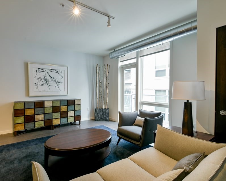 Living room of 16Twenty with a balcony