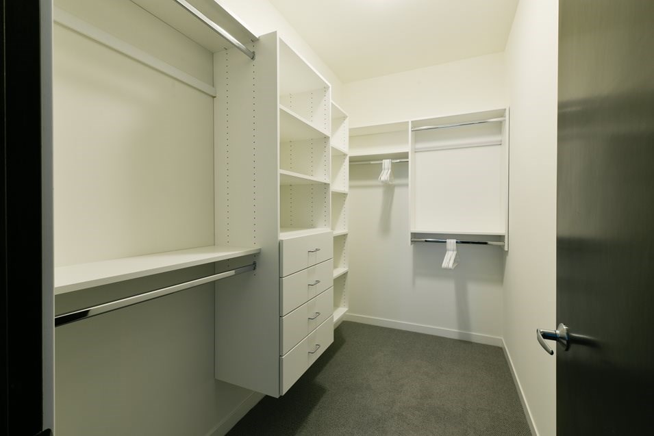 Walk-in closet with custom shelving
