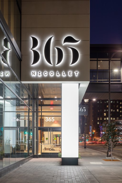 365 Nicollet Apartment Front Sign & Entrance