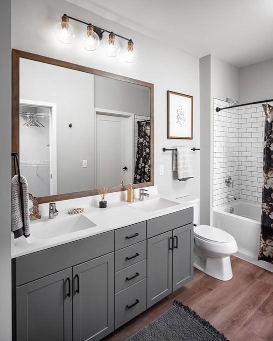 Well lit bathroom  at Harper Apartments in St Paul, MN