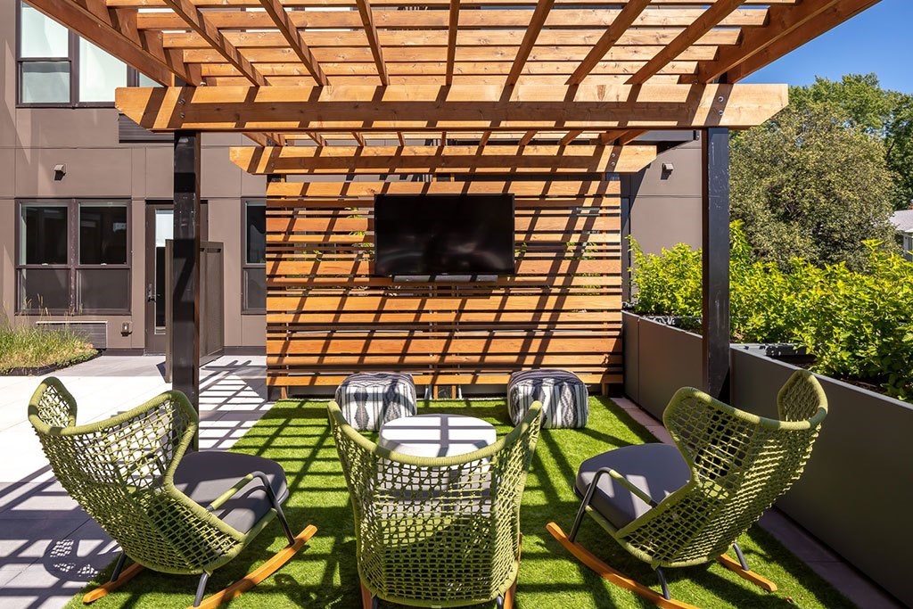 Outdoor lounge at Harper Apartments in St Paul, MN