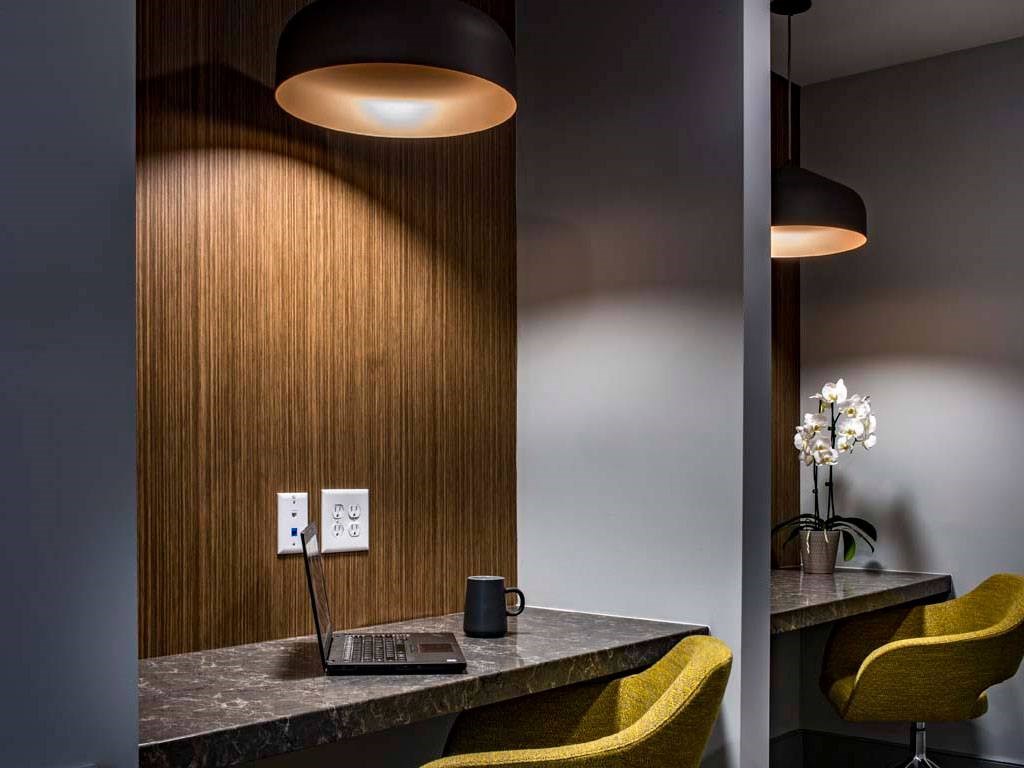 Built-in work spaces with chairs