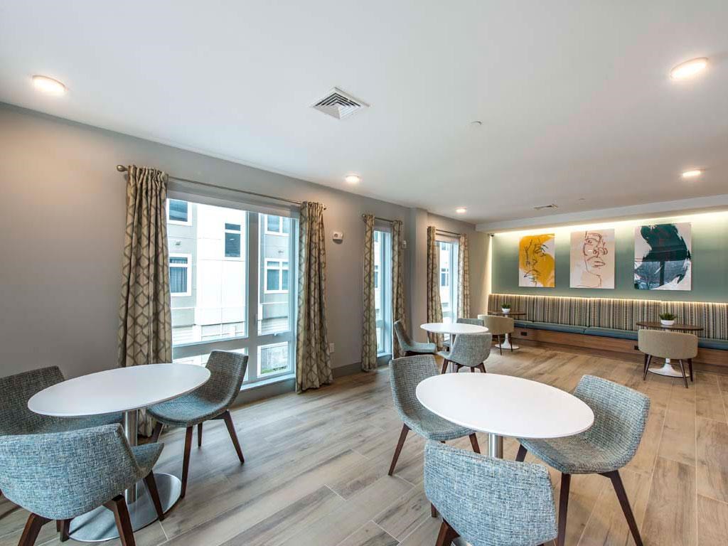 Clubhouse room with tables and chairs