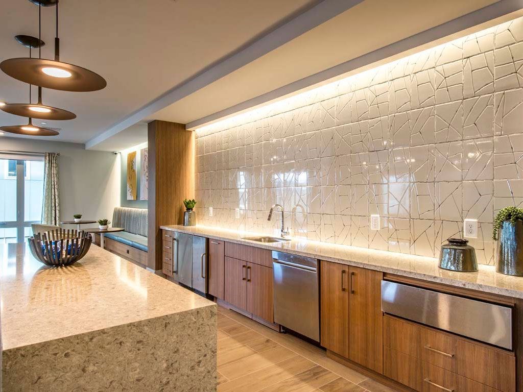 Amenity kitchen with small appliances and ample counter space