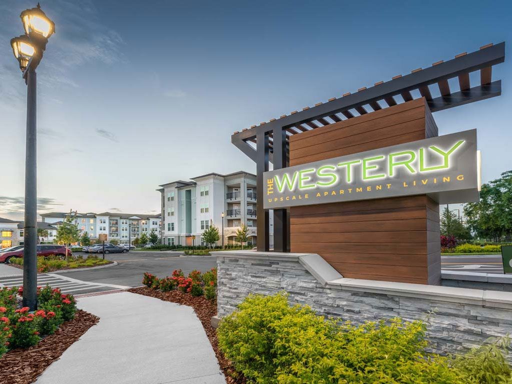 the westerly apartments orlando community entrance sign