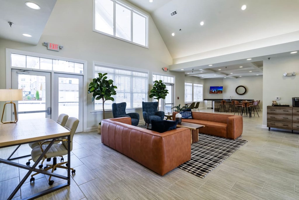 Ashland Farms Resident Clubhouse with Cozy Seating, Large Windows, and Separate TV Room