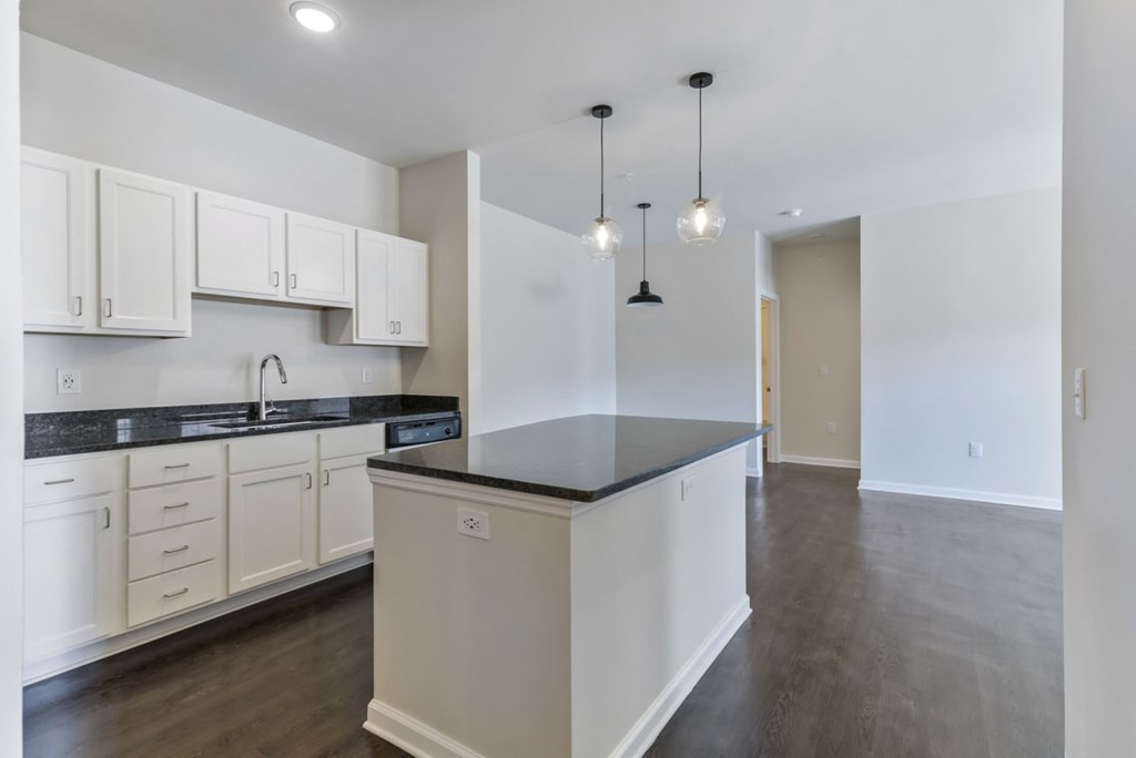 Ashland Farms Unit 2 Kitchen with Open Layout, Island, and Dishwasher